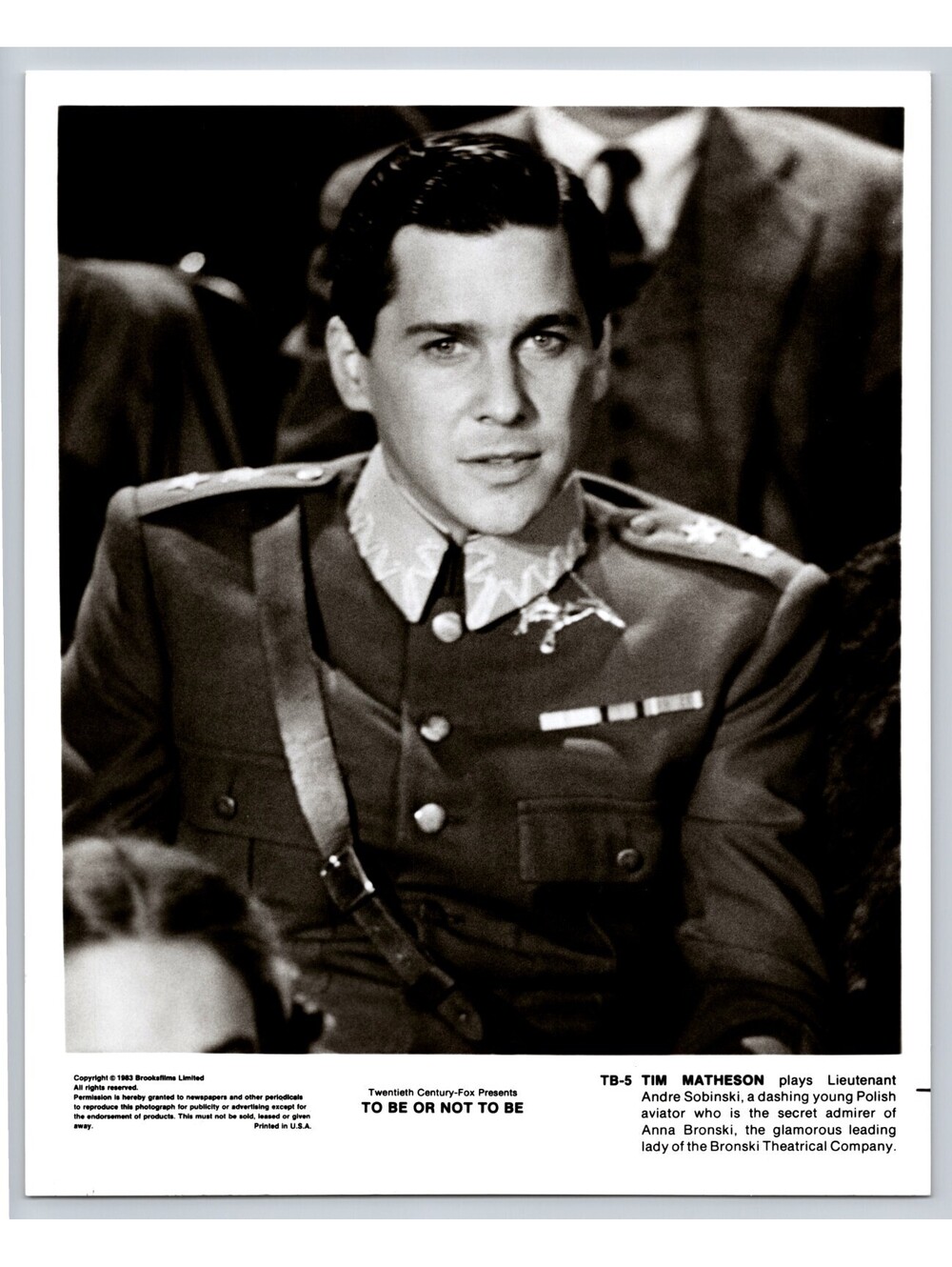 Tim Matheson Photo To Be Or Not To Be Movie Press Photo 8 x 10 1983